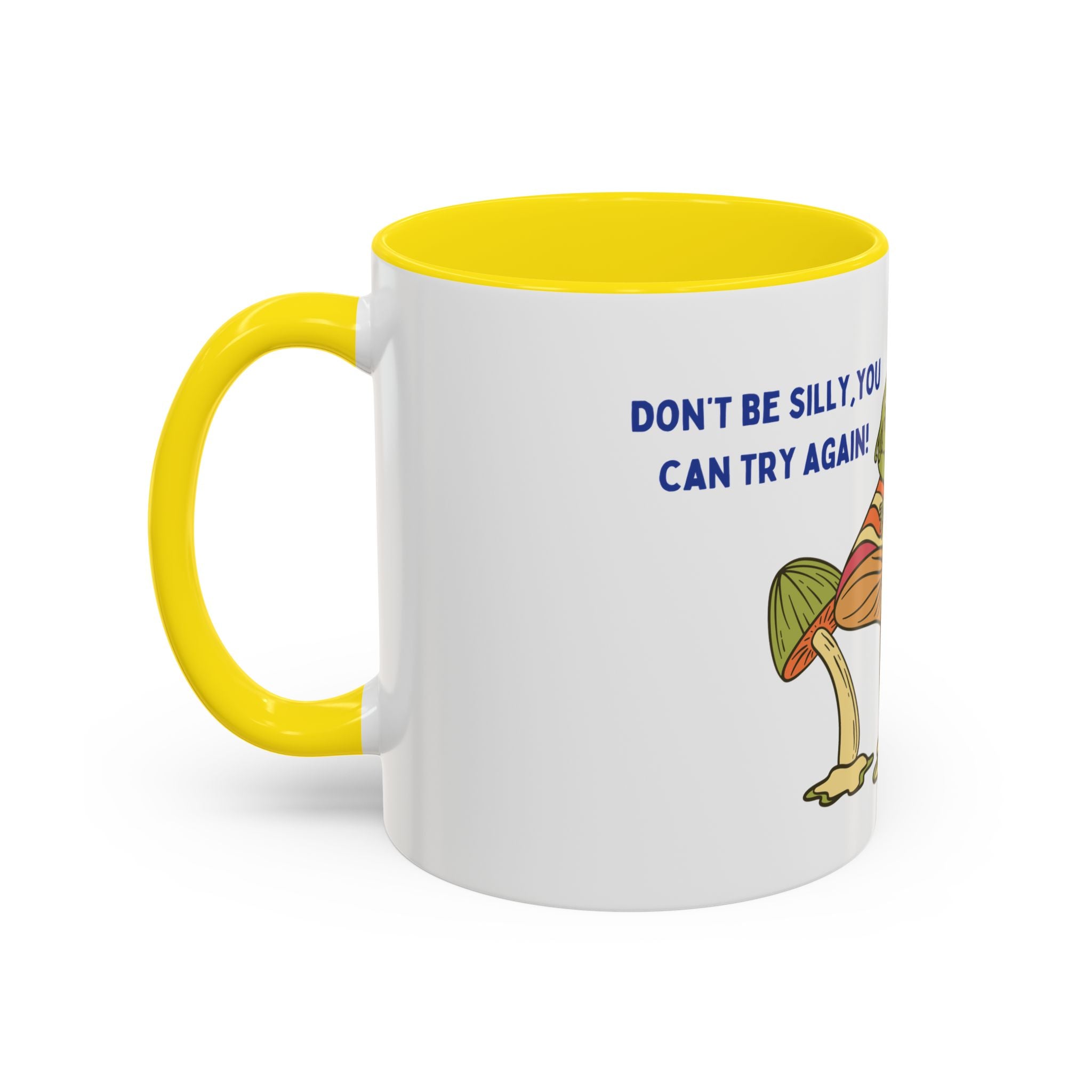 Frog on Mushroom Coffee Mug — "That's What Mornings Are For" Accent Mug