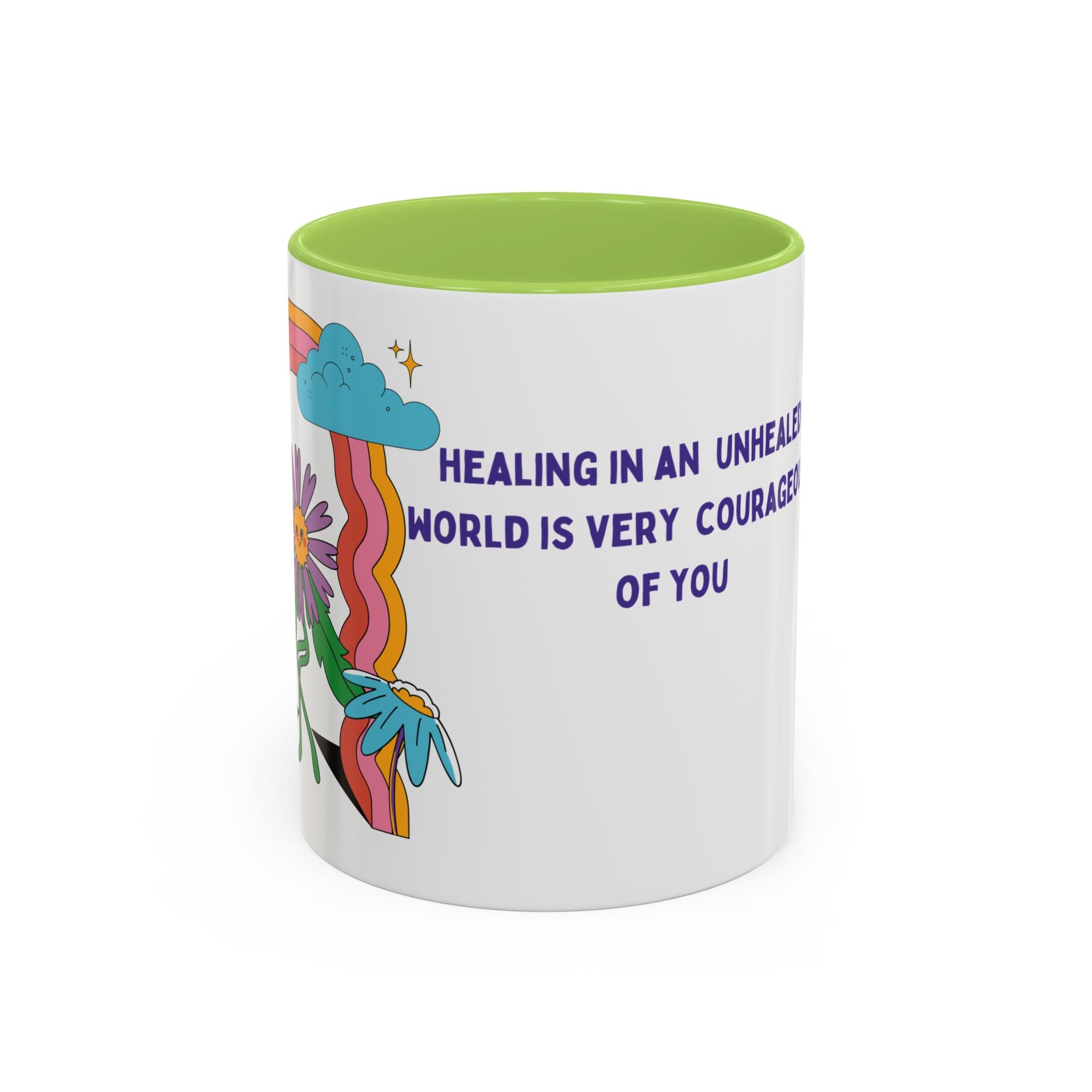 Inspirational Healing Coffee Mug — "Healing in an Unhealed World" Accent Mug
